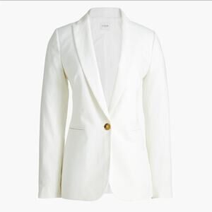 J.Crew Puff‑sleeve Blazer in Stretchy Cotton (A2107) in Ivory, Size 8
